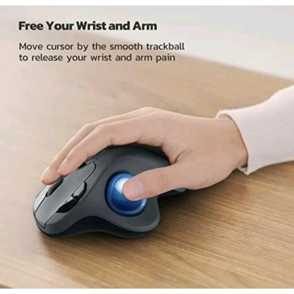 Nulea M501 Wireless Trackball Mouse, Rechargeable Ergonomic, Easy Thumb Control